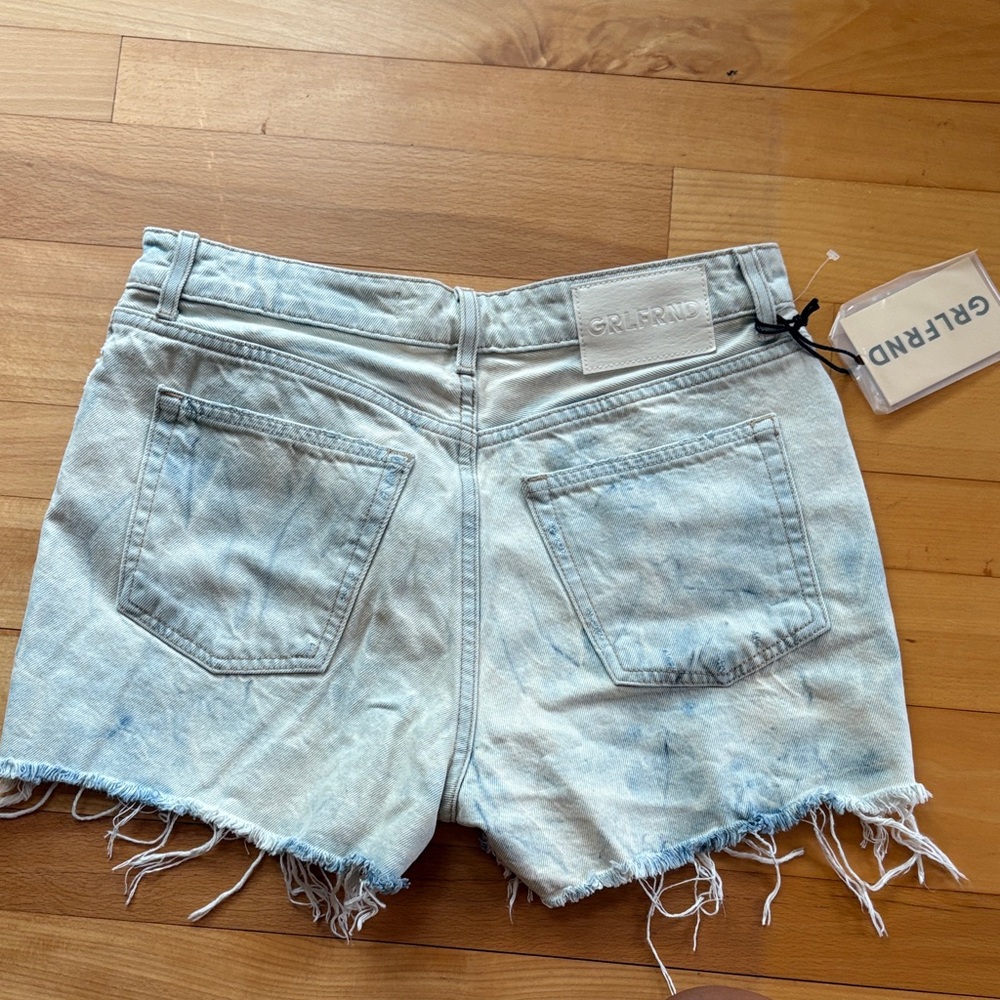 GRLFRND Faded Blue Frayed Denim Shorts - Picture 6 of 9